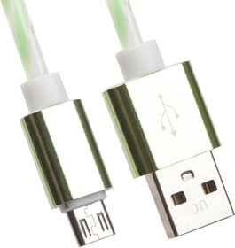 USB кабель LP Micro USB витая пара с металлическими разъемами 1 м. белый с зеленым, европакет