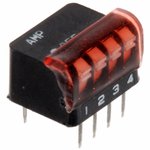 1-5435802-5, Switch DIP OFF ON SPST 4 Piano 0.1A 24VDC PC Pins 2.54mm Thru-Hole ...