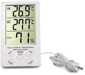 Термогигрометр TA-298 комнатно-уличный, Улица: -40°С~70°С , помещение: 0°С~50°С, точность: 0.1°С