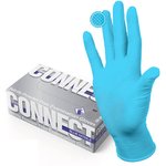 Перчатки смотровые нитриловые CONNECT, голубые, 50 пар (100 штук) ...