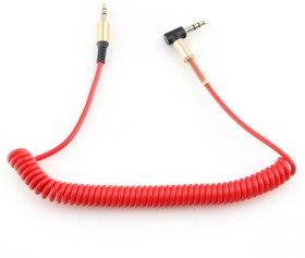 Кабель аудио 90° спиральный Cablexpert CCAB-02-35MMLC-1.8MR. 3.5 джек (M)/3.5 джек (M), красный, 1.8м, блистер
