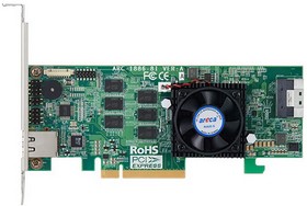 Фото 1/2 RAID-контроллер Areca ARC-1886-8I PCIe 4.0 x8 Low Profile, NVMe/SAS/SATA 12G, RAID 0,1,5,6,10,50,60, 8port (1*int SFF8654 x8), Cache 8GB (ан