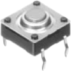 SKQBARA010, Switch Tactile N.O. SPST Round Button PC Pins 0.05A 12VDC 1.57N Thru-Hole