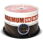 Носители информации CD-R, 52x, Mirex Maximum, Cake/50, UL120052A8B
