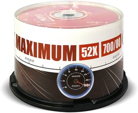 Носители информации CD-R, 52x, Mirex Maximum, Cake/50, UL120052A8B | купить в розницу и оптом
