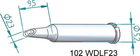 102WDLF23, 2.3 mm Straight Hoof Soldering Iron Tip for use with i-Tool