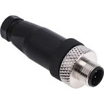 Circular Connector, 4 Contacts, Cable Mount, M12 Connector, Plug, Male, IP67