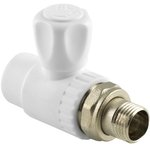 Кран шаровой PP-R бел Дн20х1/2" НР прям д/рад РосТурПласт 27853