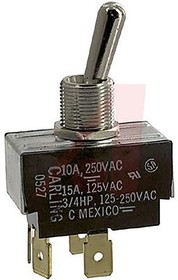 Фото 1/2 2GK51-73, Toggle Switches 2-pole, ON - None - OFF, 10A/15A 250VAC/125VAC 3/4 HP, Non-Illuminated Bat Style Toggle Switch with .250 Tab (Q.C.