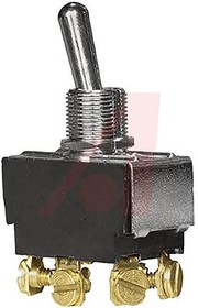 Фото 1/3 2GM54-73, Toggle Switches 2-pole, ON - OFF - ON, 10A/15A 250VAC/125VAC 3/4 HP, Non-Illuminated Bat Style Toggle Switch with Screw Terminals