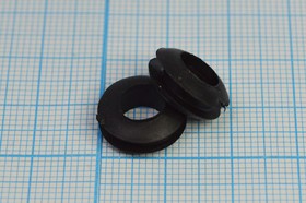 Втулка проходная резиновая под кабель диаметром 8мм, установочный размер 10мм, черная; Q-14803B втулка проход\d 8,0x 6xd14\d10x2\резин\чер\\