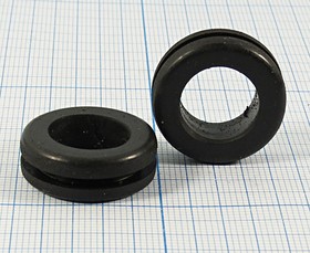 Фото 1/2 Изоляционная втулка проходная 14x6x0,8x24, материал резина, черный, MI 14x6