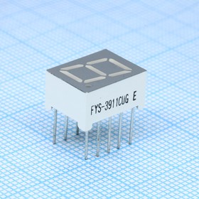 FYS-3911CUG-21, 1 разрядный индикатор 9,9мм/зеленый/ 570нм/30-80мкд/ОК