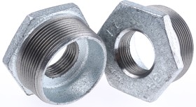 Фото 1/2 770241239, Galvanised Malleable Iron Fitting, Straight Reducer Bush, Male BSPT 2in to Female BSPP 1in