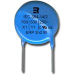 ERP610W222MERU, Safety Capacitors 760/500V 2200pF Y5U 20% X1/Y1