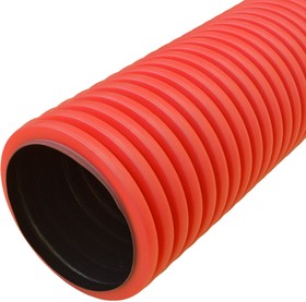 Труба гофрированная двустенная ПНД жёсткая тип 450 (SN9) красная d125 мм 6м (36м/уп) Промрукав
