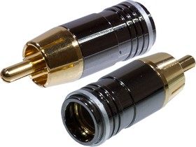 1-256G WHITE, штекер RCA металл на кабель, белый "позолоченный"