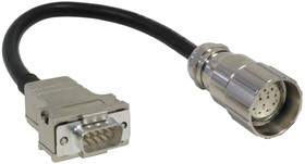 11119257, Straight Female 12 way M23 to Straight Male 9 way 9 Pin D-sub Sensor Actuator Cable, 200mm
