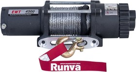 Фото 1/10 RUNVA Лебёдка электрическая 12V Runva 4500 lbs 2041 кг (синтетический трос) EWT4500ASR