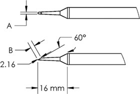 GTC-HF6015S, Картридж-наконечник GTC, миниволна, 1.5X16.0MM, 60град.