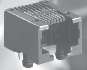 GMX-N-66, Modular Connectors / Ethernet Connectors 6P6C R/A PCB BLACK LOW PROFILE