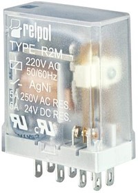 R2M-2012-23-1048, Реле промышленное, DPDT контакты, Uобмотки 48VDC, макс. ток 5A, ширина 14мм