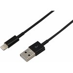 18-1122, Кабель USB-A - Lightning для Apple, 1А, 1м, ПВХ, черный