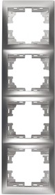 Рамка MIRA 4-ая вертикальная метал серый б вставок 701-1000-154