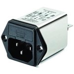 1A, 250 V ac Male Panel Mount IEC Filter FN261-1-06, Faston None Fuse
