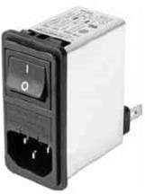 FN284B-1-06, AC Power Entry Modules IEC Inlet Filter Switch & Dual Fuse 250VAC, 1A,  5uA, Flange Mounting Left/Right