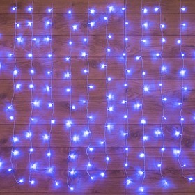 Фото 1/10 235-023, Гирлянда Светодиодный Дождь 1,5х1м, свечение с динамикой, прозрачный провод, 230 В, диоды СИНИЕ