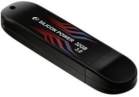 Фото 1/5 Флешка USB Silicon Power Blaze B10 32ГБ, USB3.0, черный и синий [sp032gbuf3b10v1b]