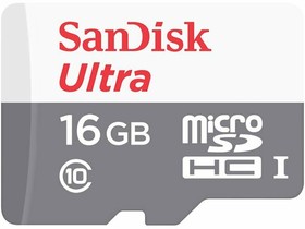 Фото 1/3 Карта памяти 16Gb MicroSD SanDisk Ultra (SDSQUNS-016G-GN3MN)