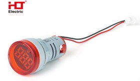 Фото 1/6 085-06-250, Индикатор значения напряжения AD-22 (LED) d22мм красный IP54 HLT