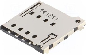 Фото 1/2 115Q-BCA0, Разъем: для карт памяти, MicroSIM, push-push, SMT, PIN: 8