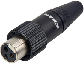Фото 1/2 RT3FCT-B, Гнездо XLR-mini на кабель прямое 3pin с поворотным замком