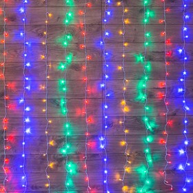 Фото 1/9 235-069, Гирлянда Светодиодный Дождь 2x3 м, свечение с динамикой, прозрачный провод, 230 В, диоды Мультиколор