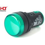 085-06-15, Лампа AD16-22DS(LED)матрица d22мм зеленый 12В IP40 HLT