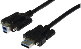 EX-K1572V, Cable with Screw Lock, USB-A Plug - USB-B Plug, 2m, USB 3.0, Black