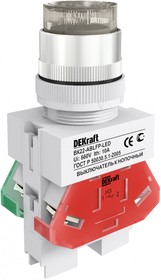 Фото 1/2 Выключатель кнопочный LED ABLFP ВК-22 d22мм 24В AC/DC бел. DEKraft 25068DEK