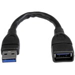 USB3EXT6INBK, USB 3.0 Cable, Male USB A to Female USB A USB Extension Cable, 15cm