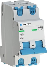 Фото 1/2 Elvert Автоматический выключатель Z406 2Р D5 4,5кА ELVERT Z4062D-05