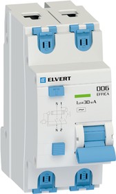 Фото 1/2 Elvert Автоматический выключатель дифф.тока D06 2р B25 30 мА электрон. тип АС ELVERT D0623BAC-25