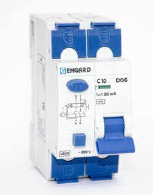 Фото 1/3 Engard Автоматический выключатель дифф. тока D06 2р C10 30мА электрон. тип АС D06-23CAC-10