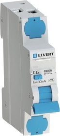 Фото 1/2 Elvert Автоматический выключатель дифф.тока MD06 2р C10 30 мА электрон. тип А ELVERT MD0623CA-10