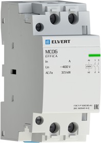 Фото 1/2 Elvert Модульный контактор MC06 2Р 16А 2НО 400/230B ELVERT MC06220-16