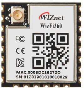 Фото 1/2 WIZFI360-CON, Модуль: WiFi, UART, SMD, 17x16x3мм, 2Мбит/с