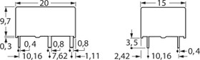 Relay, 1 Form A (N/O) + 1 Form B (N/C), 12 V (DC), 720 Ω, 8 A, 125 V (DC), 250 V (AC), monostable, DK1A1B12J