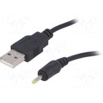 AK-DC-02, Кабель, вилка USB A, вилка DC 2,5/0,7, прямой, черный, 0,8м