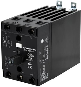 Фото 1/2 DR6760D25P, Solid State Relays - Industrial Mount SSR Relay, 3-Phase, DIN Rail Mount, 600VAC/25A, 4-32VDC In, Zero Cross